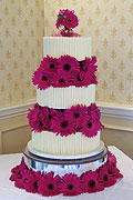 Belgian chocolate wedding cake with fresh gerber