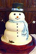 Novelty snowman wedding cake